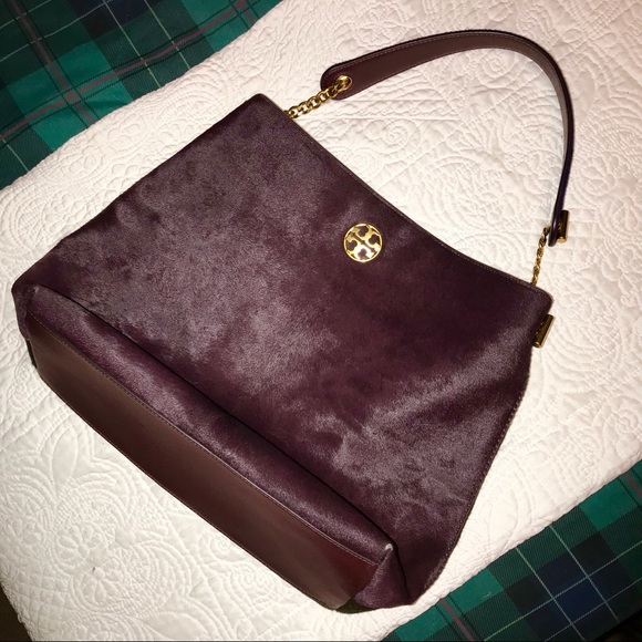 Tory Burch Handbags - Tory Burch cowhide tote crossbody burgundy green